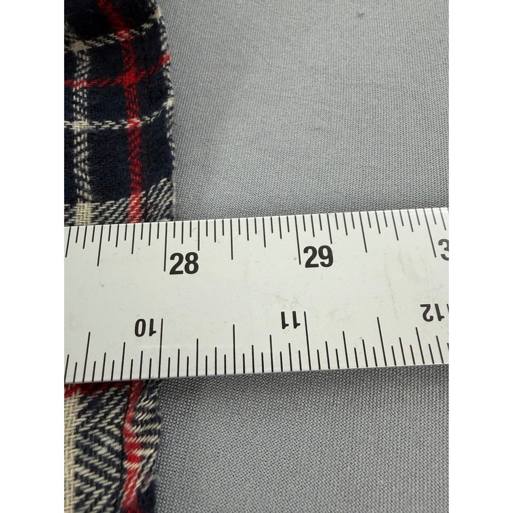 Gray Earth Mens Flannel Shirt XL Plaid Navy Blue Red Herringbone Button Down - Picture 4 of 7